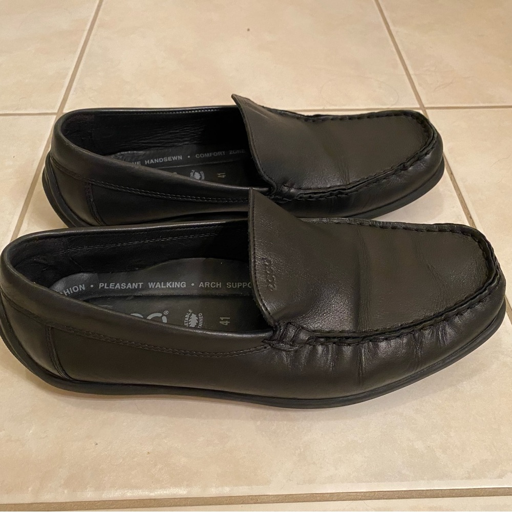 Ecco Mens Black Leather Casual Loafer Driving Moccasin business office career